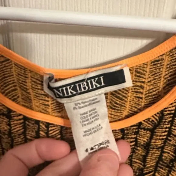 Niki Biki Orange and Black Patterned Tank Top - Picture 2 of 6